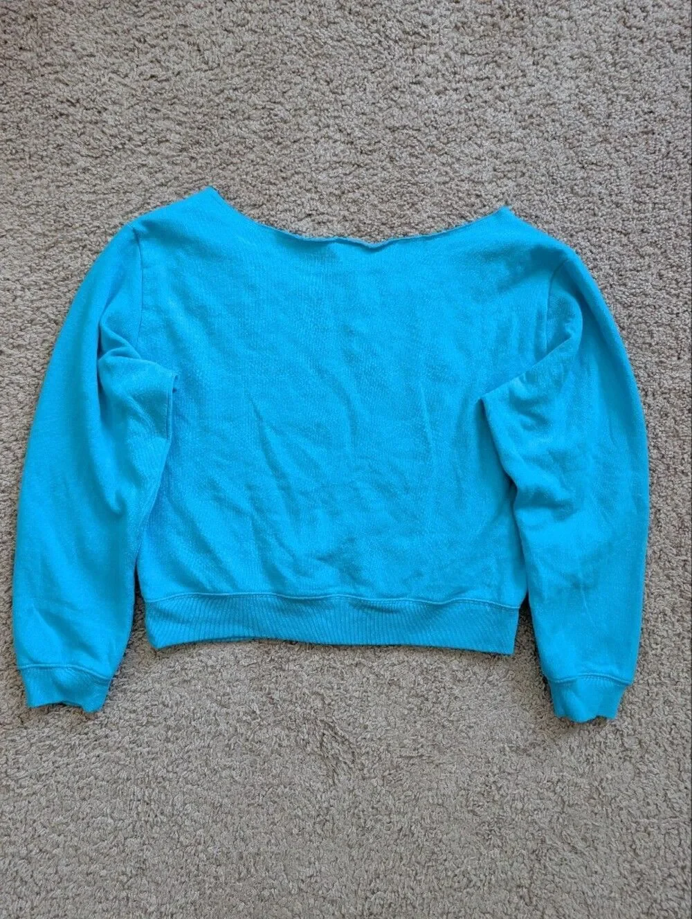 PINK VS Neon Scuba Script Logo Everyday Lounge Off The Shoulder Sweatshirt Large